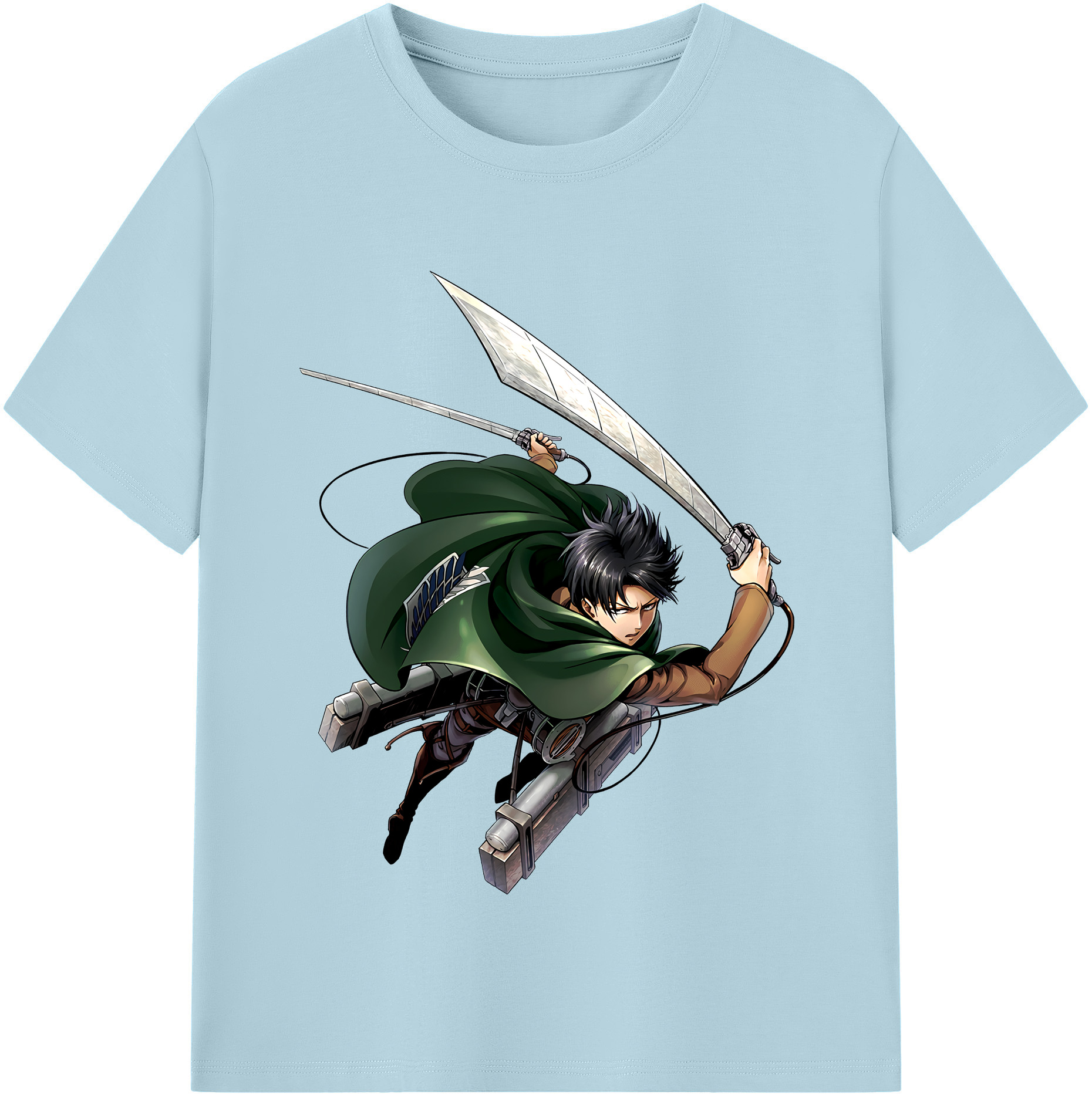 （画像用） 進撃の巨人 リヴァイ·アッカーマン Attack on Titan Levi Ackerman 綿100％半袖Tシャツ（フロントプリント）
